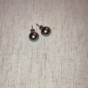 Sterling silver grey pearl earrings.